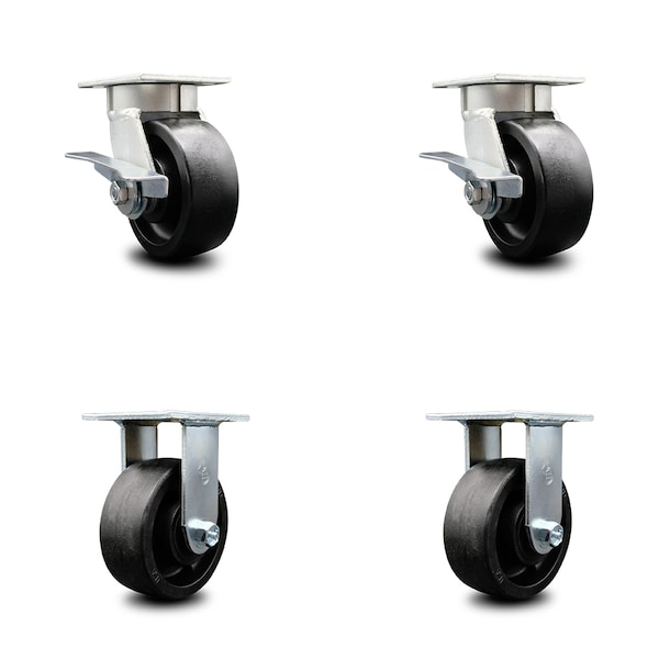 5 Inch Kingpinless Glass Filled Nylon Wheel Swivel Caster Swivel 2 Rigid, 2PK